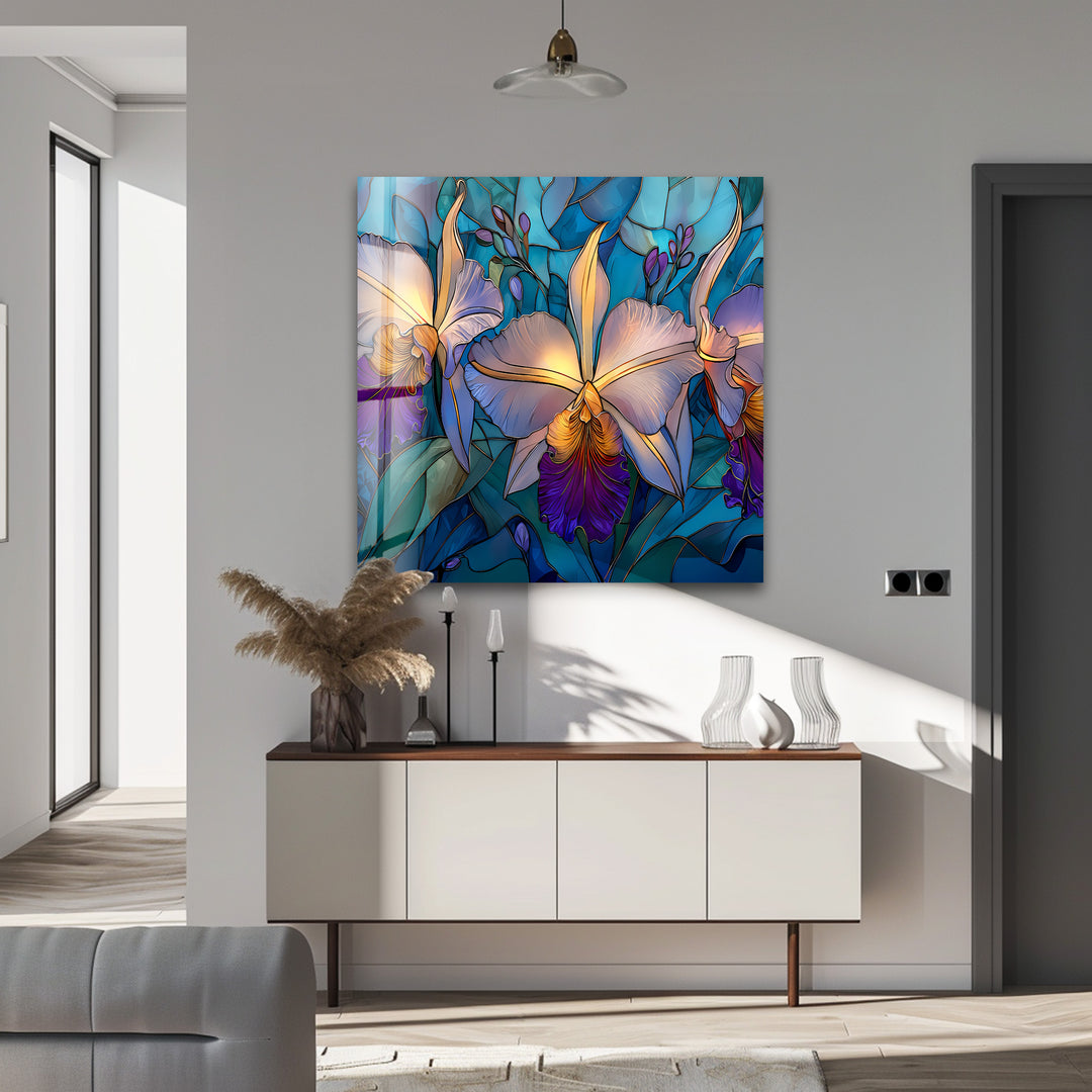 Orchid Symphony – Tropical Bloom Glass Wall Art