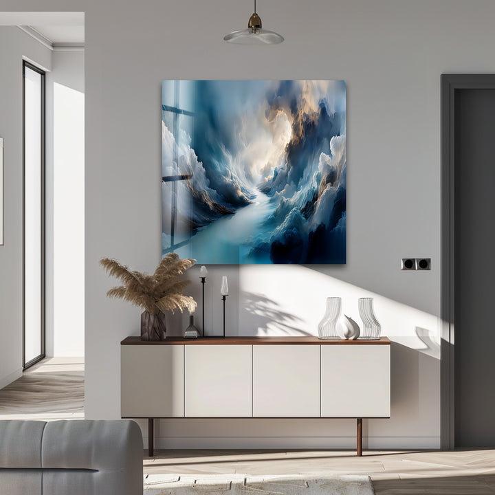 Blau gebeiztes Baumleben Glasbilder