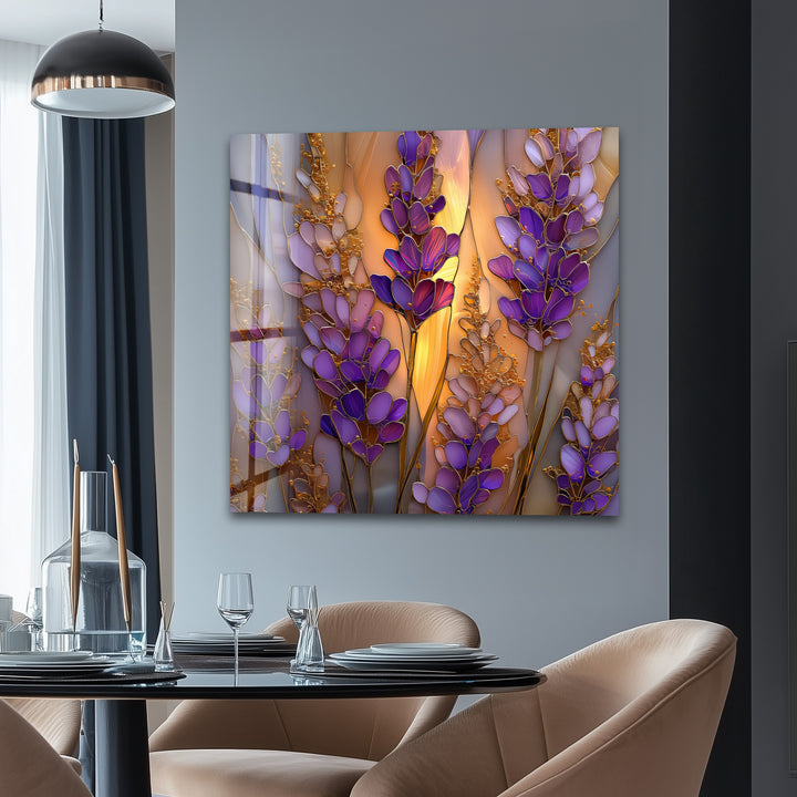 Lavender Glow – Stained Glass Floral Glass Wall Art