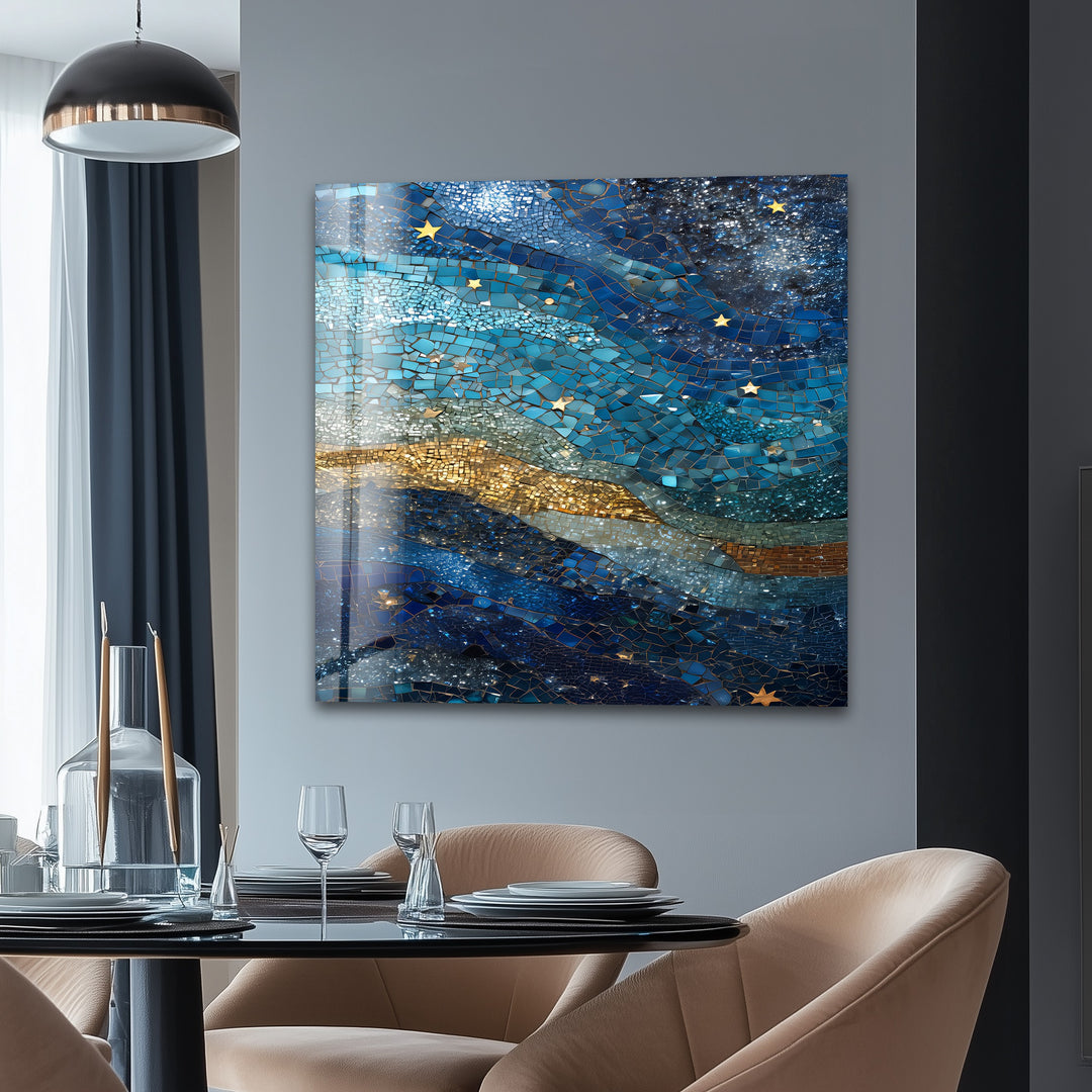 Celestial Mosaic – Starry Night Sky Glass Wall Art