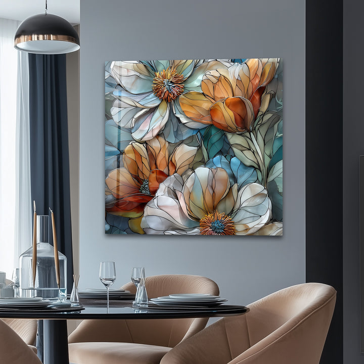 Whispers of Bloom – Floral Glass Wall Art