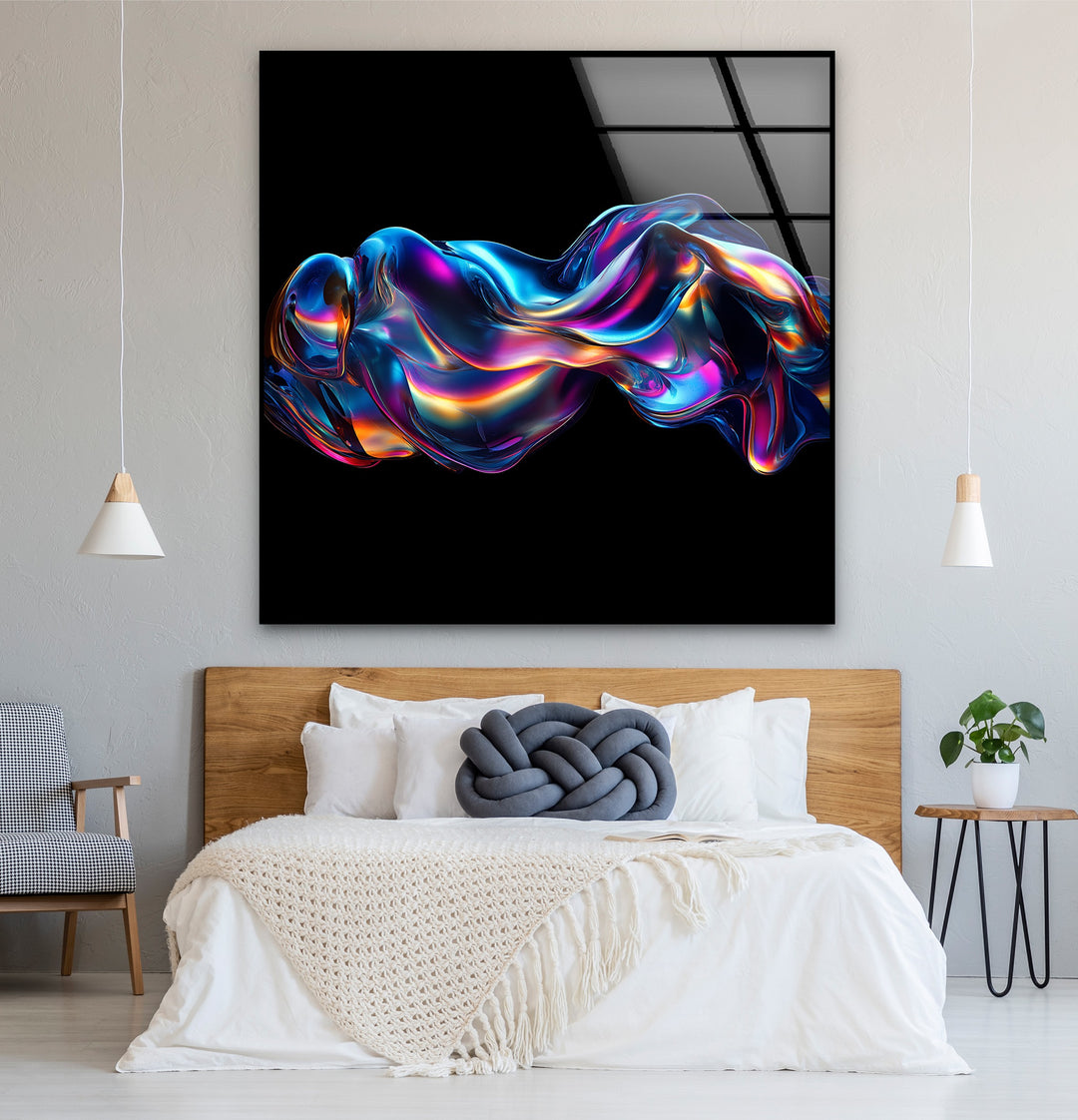 Neon Liquid Pulse – Vibrant Chromatic Flow Glass Wall Art
