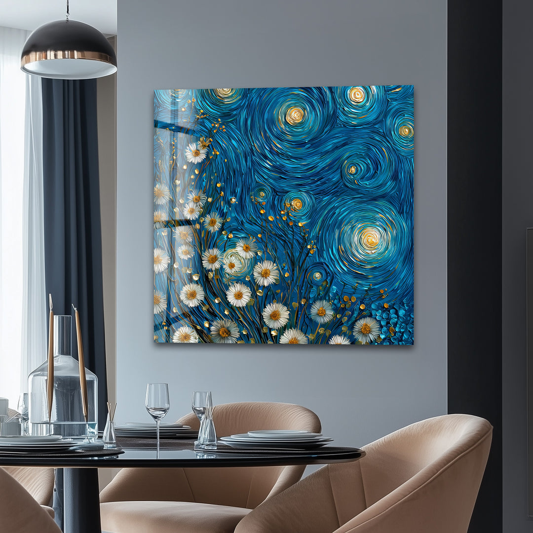 Starry Blossoms – Glass Wall Art