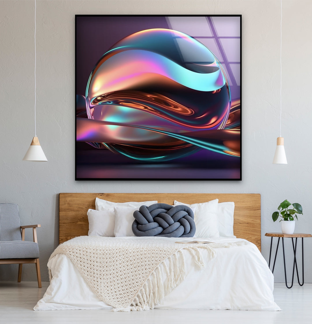 Spectrum Orb Reflection – Iridescent Sphere Glass Wall Art
