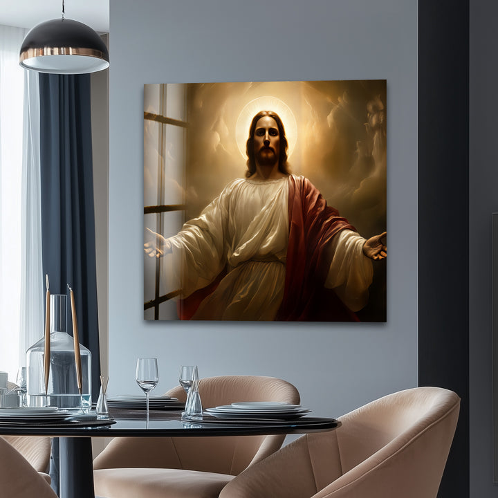 Divine Light – Sacred Jesus Portrait Glass Wall Art