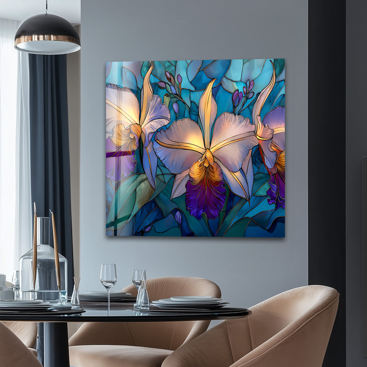 Orchid Symphony – Tropical Bloom Glass Wall Art