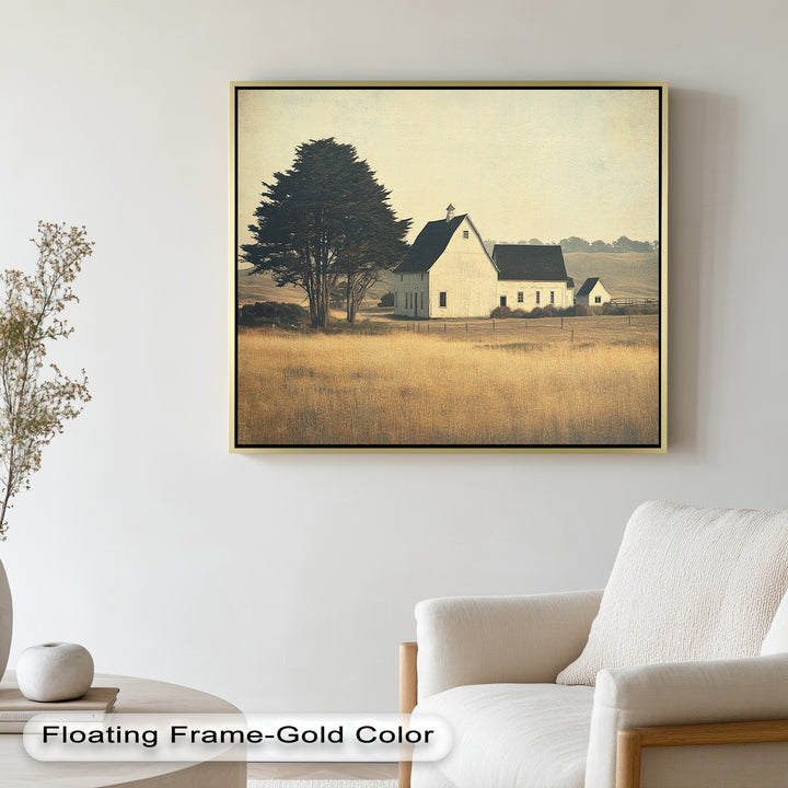Golden Prairie Barn – Ölgemälde einer Bauernhauslandschaft