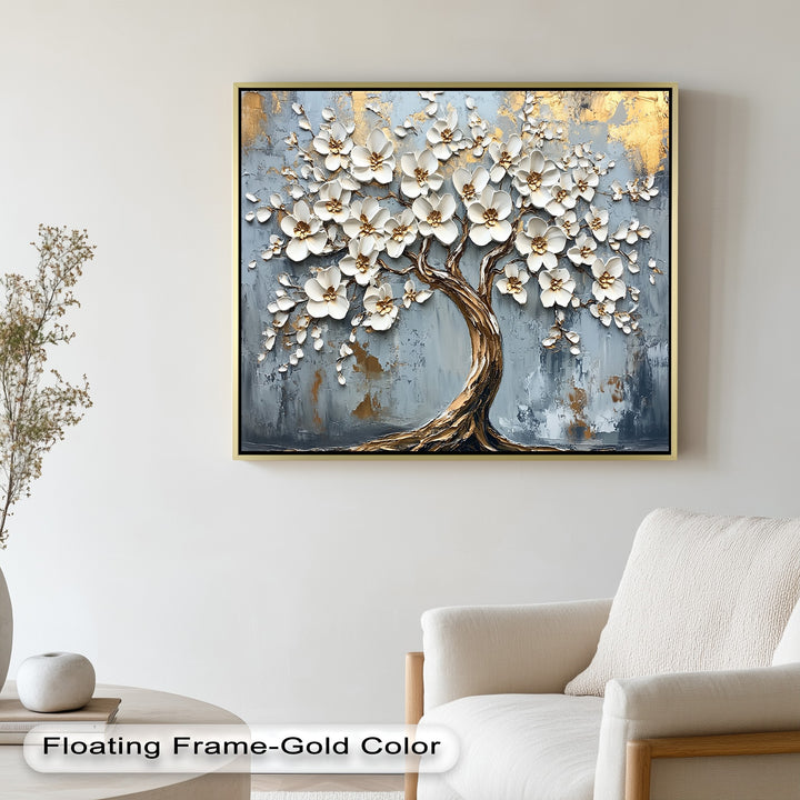 Golden Blossom Tree – Floral Oil Painting