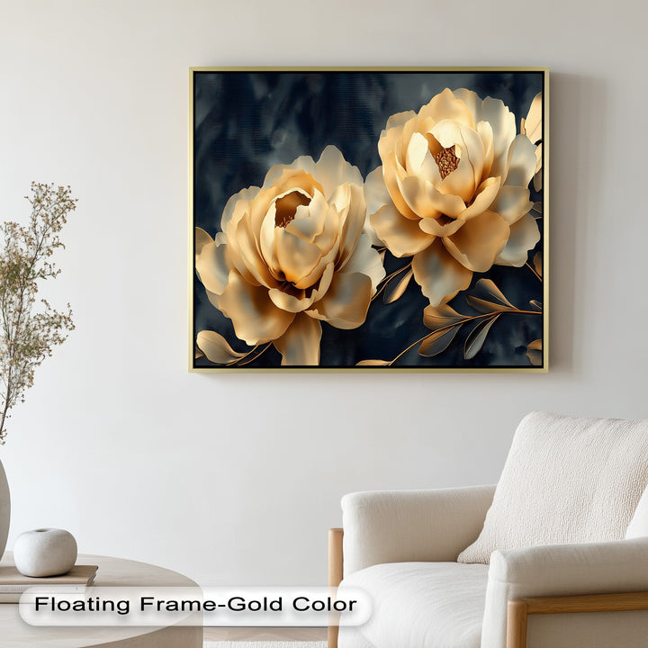 Golden Bloom Elegance – Flower Oil Painting