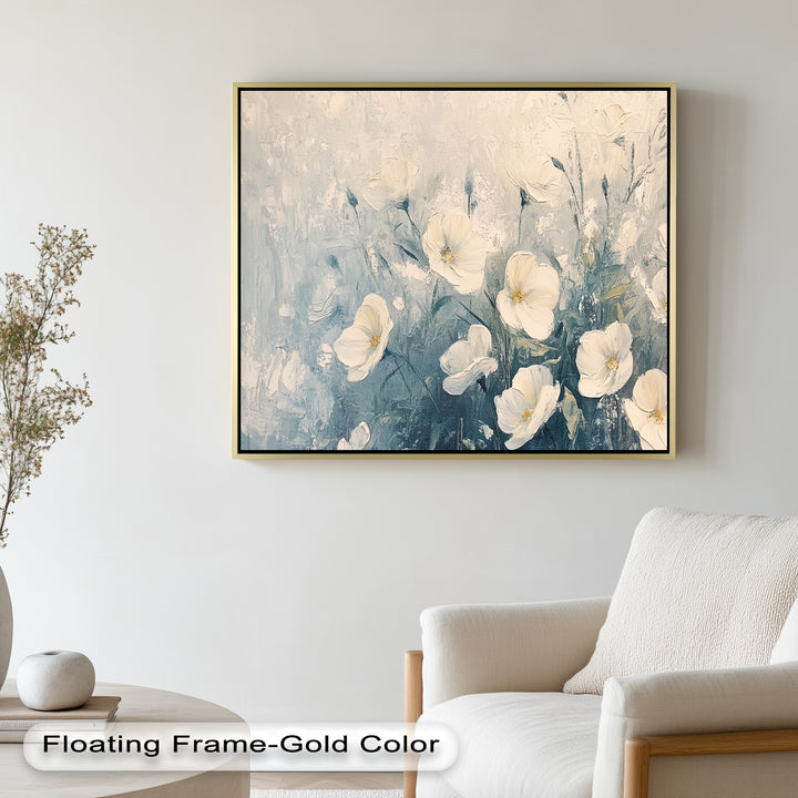 White Wildflower Art – Elegant Floral Oil Painting