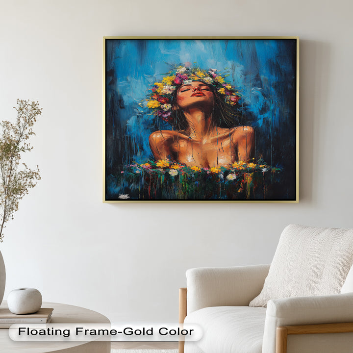Floral Reverie – Ethereal Woman with Flower Crown Oil Painting