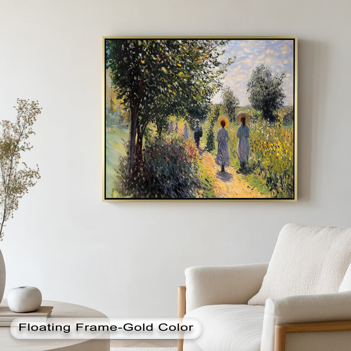 Afternoon Stroll – Sun-Dappled Garden Walk Oil Painting