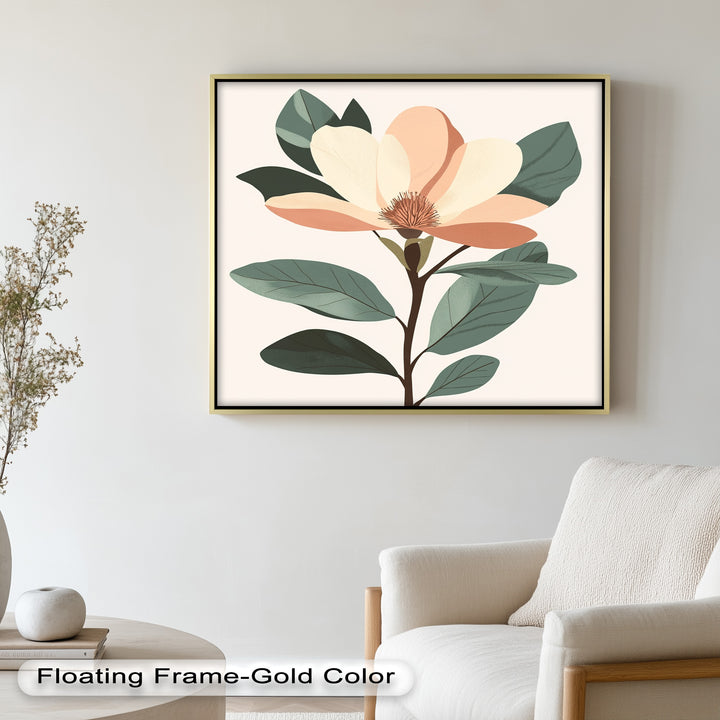 Minimal Magnolia – Elegantes botanisches Ölgemälde