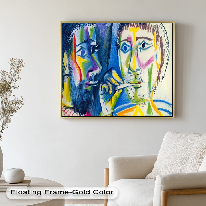 Two Men Smoking by Pablo Picasso – Expressionist Oil Painting