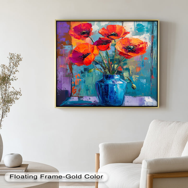 Crimson Blooms – Poppy Flower Oil Painting
