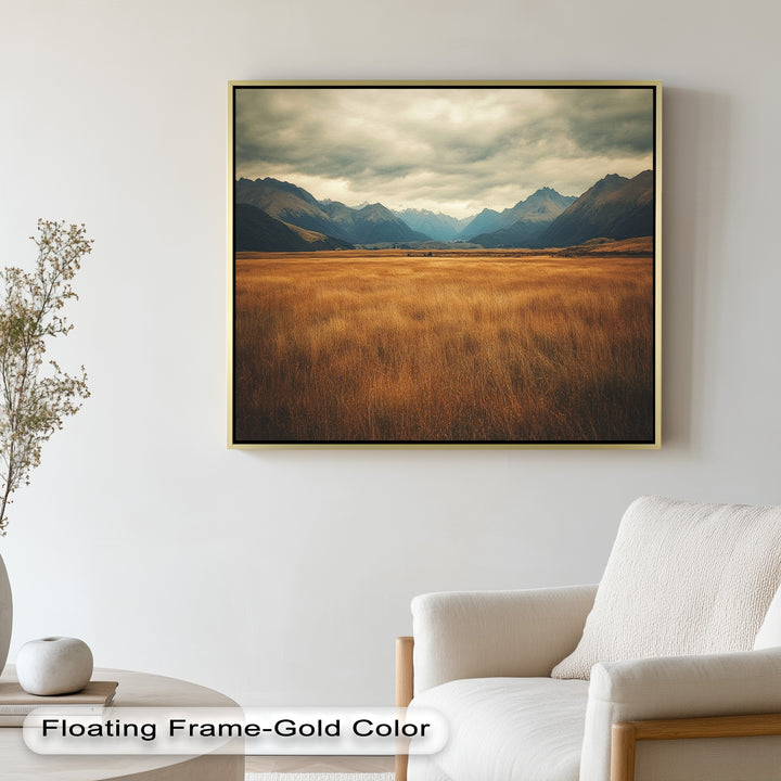 Ölgemälde Golden Meadow – Majestätische Berglandschaft