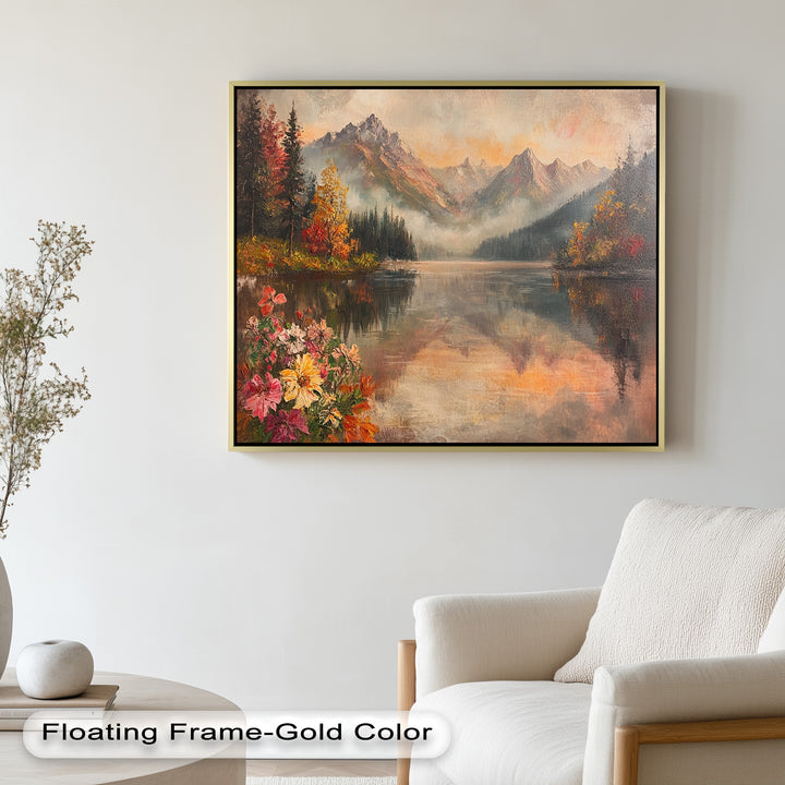 Mountain Lake in Autumn – Serene Seasonal Oil Painting