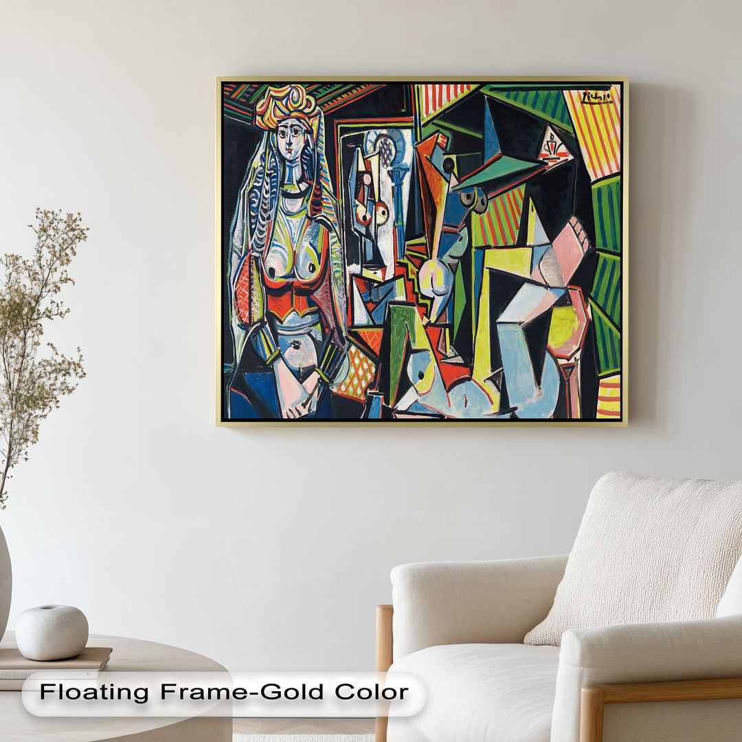 The Mirror Within – Bold Cubist Interior Picasso Oil Painting
