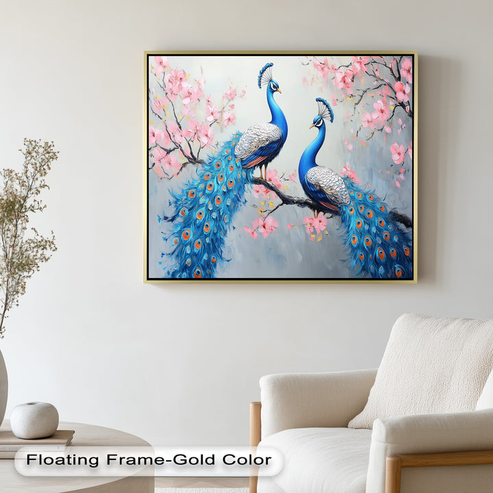 Peacocks Among Cherry Blossoms – Animal Oil Painting