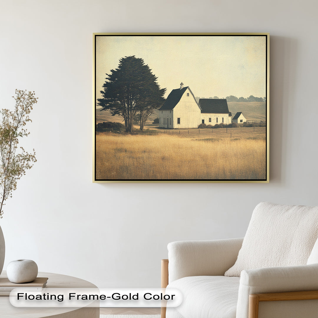 Golden Prairie Barn – Ölgemälde einer Bauernhauslandschaft