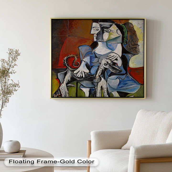 Loyal Companion – Picasso Style Woman with Dog Oil Painting