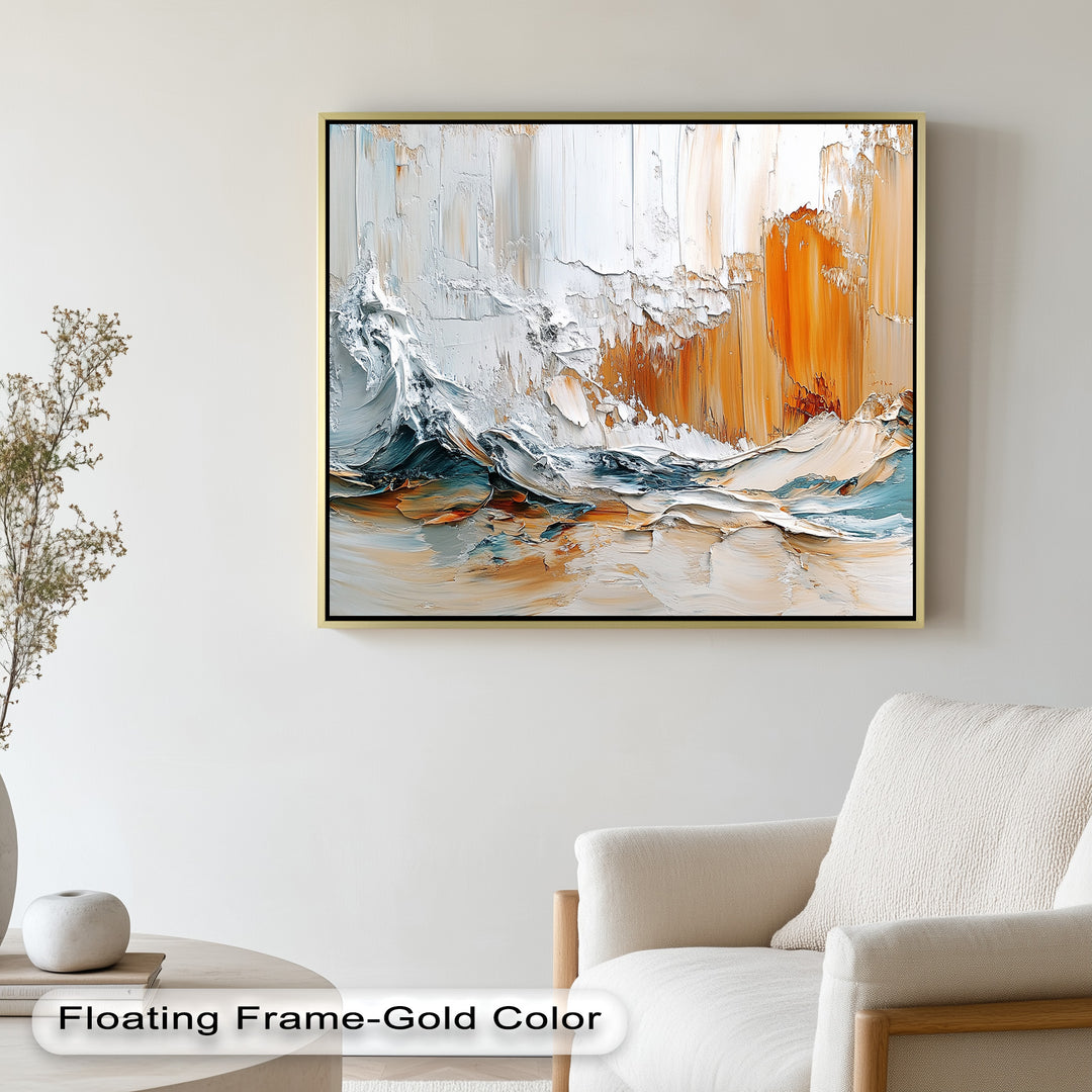 Elemental Surge – Abstract Ocean Cliff Oil Painting