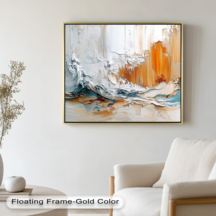 Elemental Surge – Abstract Ocean Cliff Oil Painting
