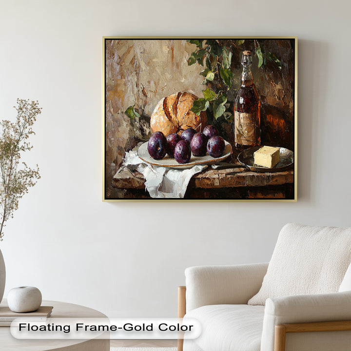 Farmhouse Kitchen Plum & Bread – Still Life Oil Painting