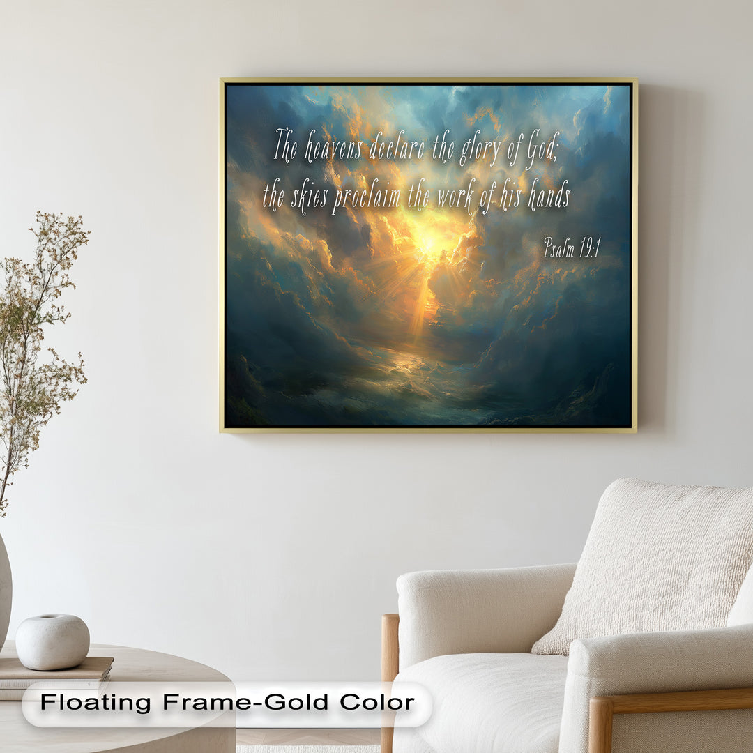 Psalm 19:1 – The Heavens Declare Bible Verse Oil Painting