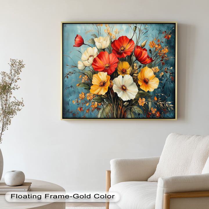 Vibrant Harmony – Multicolored Bloom Bouquet Flower Oil Painting