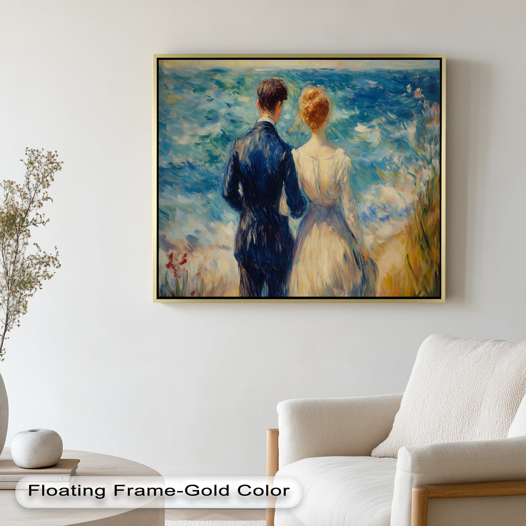 Lovers by the Sea – Romantic Impressionist Oil Painting