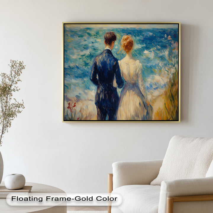 Lovers by the Sea – Romantic Impressionist Oil Painting