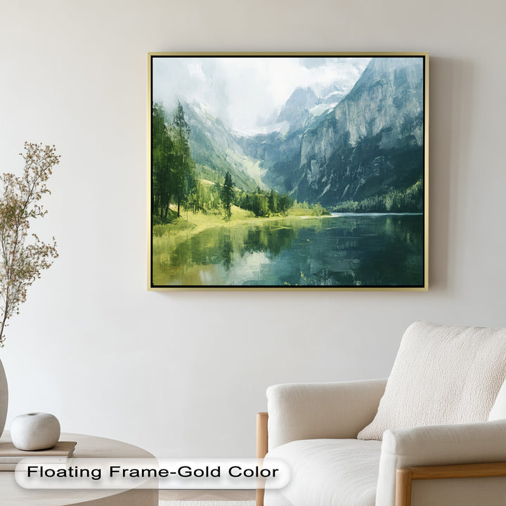 Mountain with a Lake – Modern Oil Painting