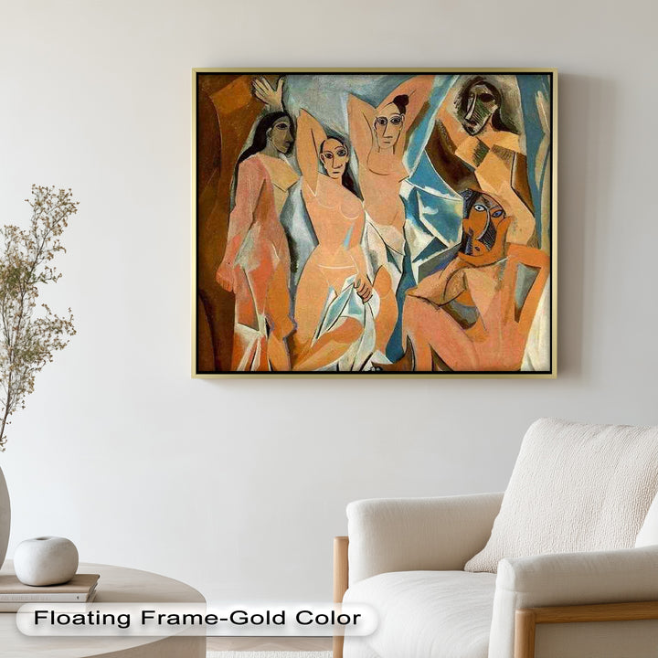 Echoes of Les Demoiselles – Picasso-Inspired Cubist Nude Figures Oil Painting