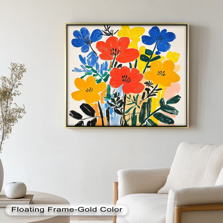 Fröhlicher wilder Garten – Fauvistisches Boho-Blumen-Ölgemälde