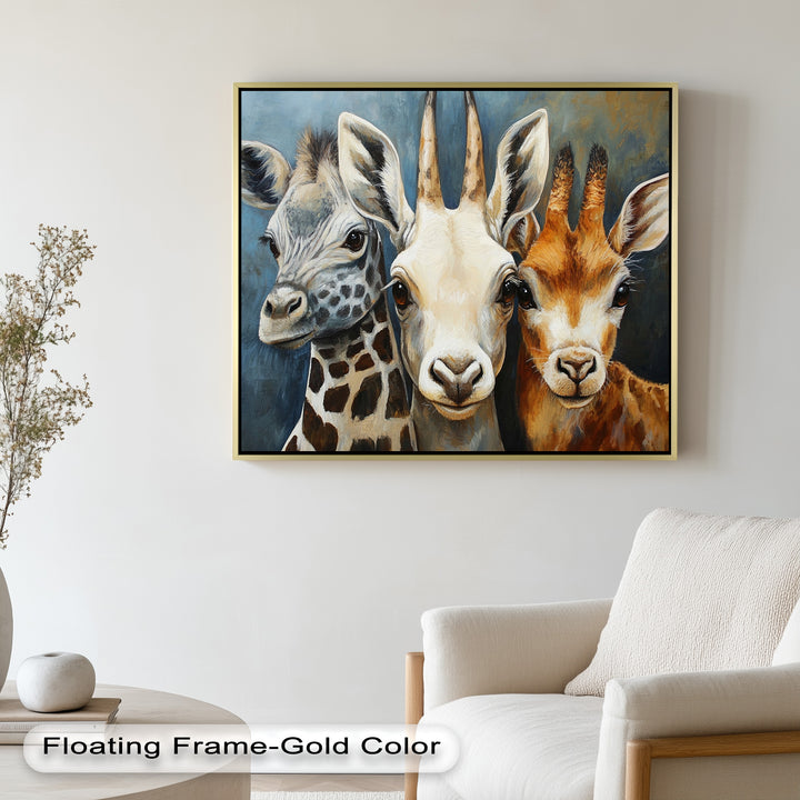 Trio of Giraffes – Animal Oil Painting