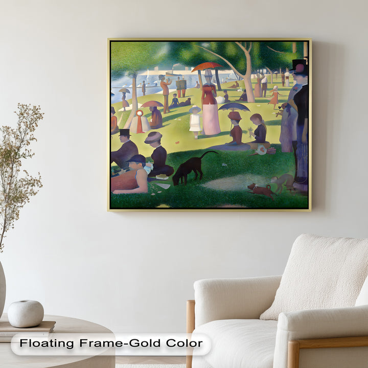 Sonntagsfreizeit am See – Pointillismus-Ölgemälde