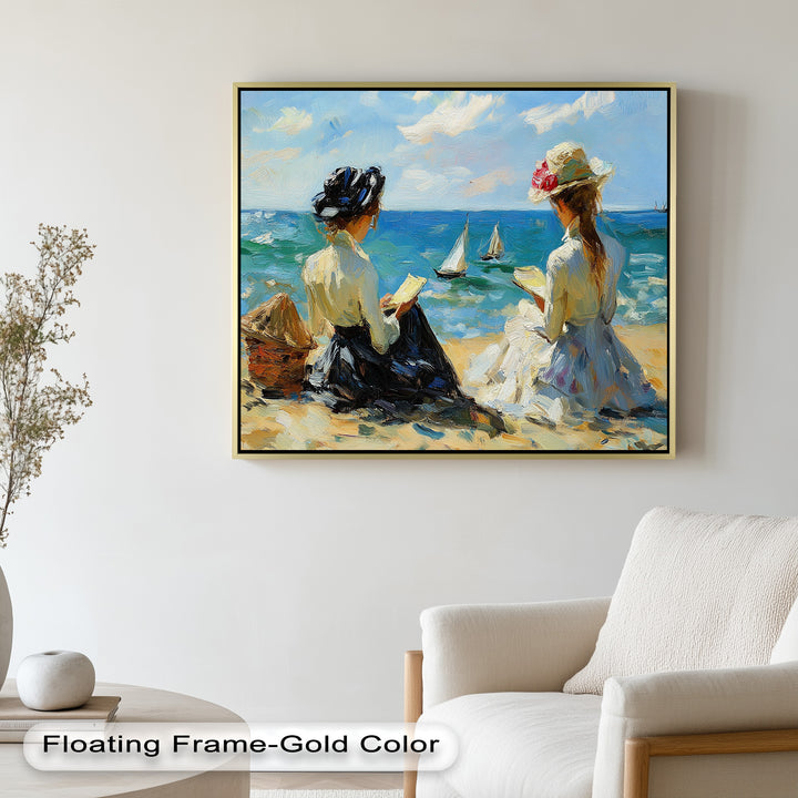Seaside Serenity with Sailboats – Impressionist Oil Painting