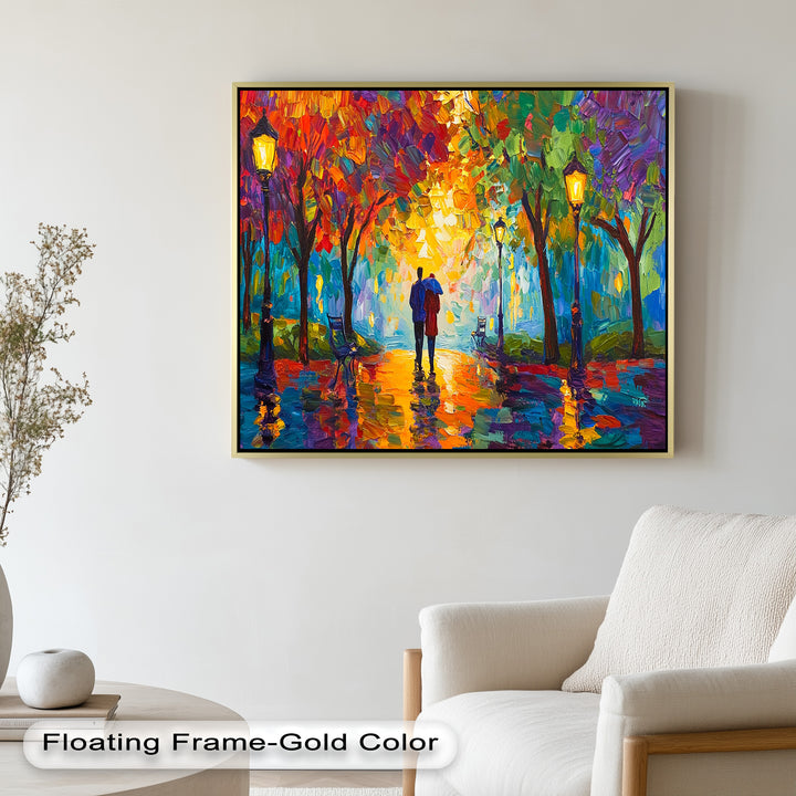 Autumn Radiance – Lovers Under the Colorful Canopy Love Oil Painting