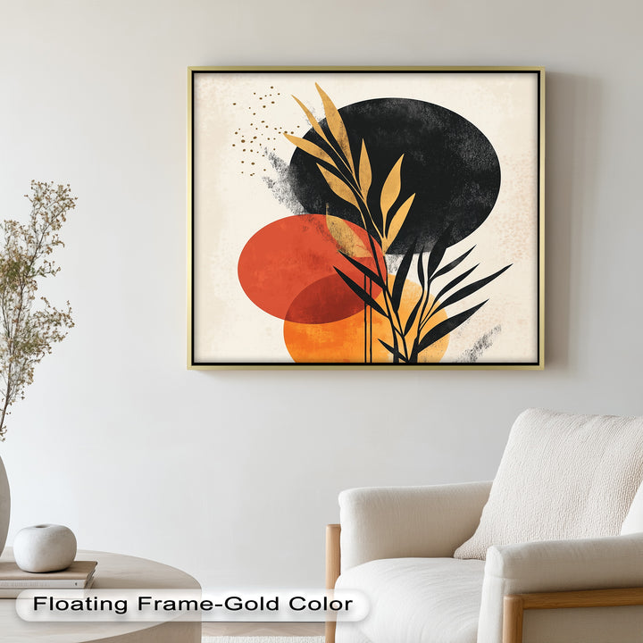 Golden Dusk – Modernes abstraktes botanisches Ölgemälde