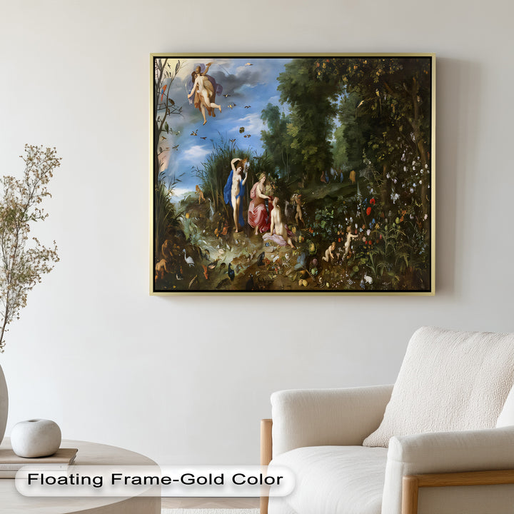 The Garden of Earthly Light – Mythological Forest Scene Oil Painting