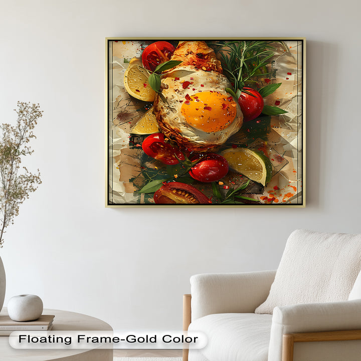 Spiegelei und Brathähnchen mit Kräutern - Food Painting