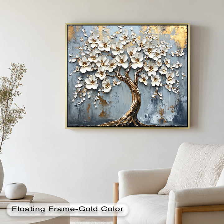 Golden Blossom Tree – Floral Oil Painting