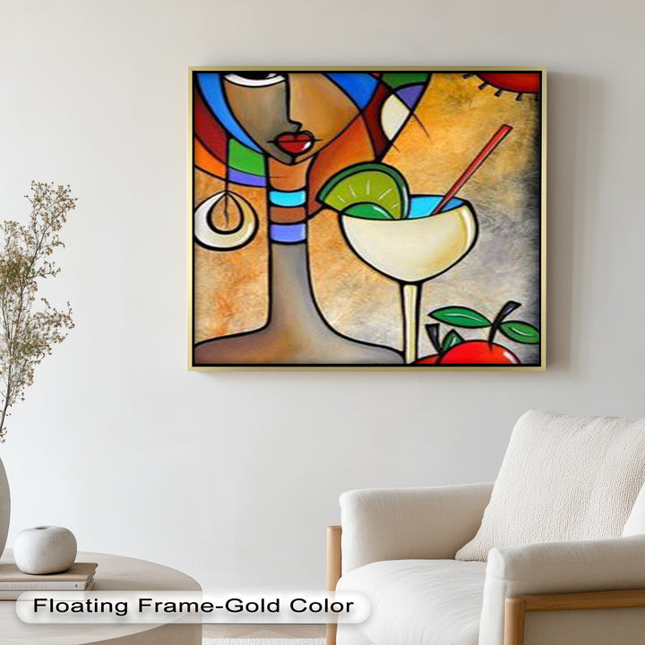 Tropical Gaze – Lebendiges Cocktail Muse Picasso Ölgemälde