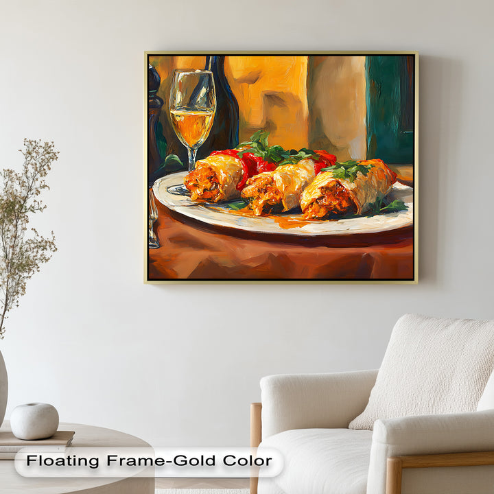 Gefüllte Paprika und Wein – Gourmet-Essszene Food Painting