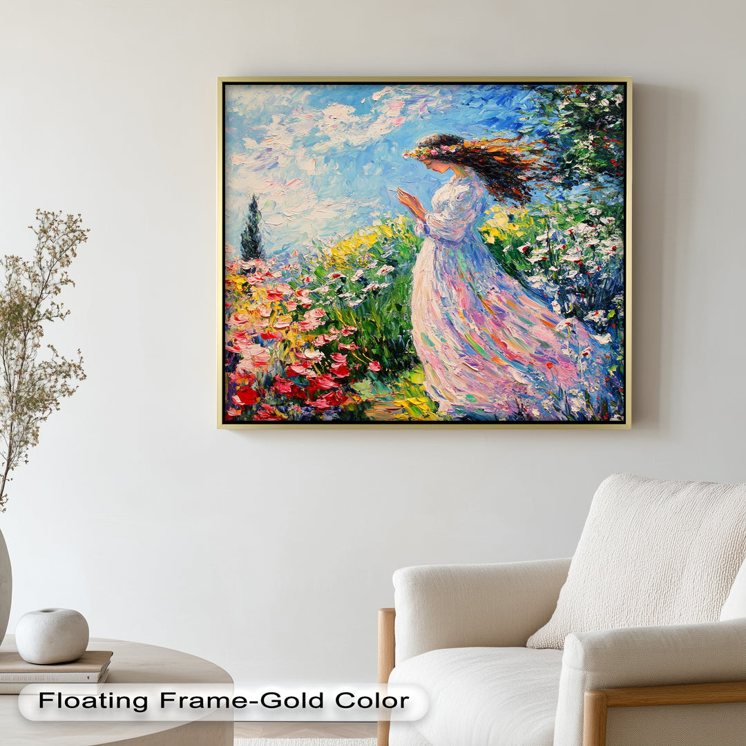 Woman in Floral Crown - Impressionist Oil Painting