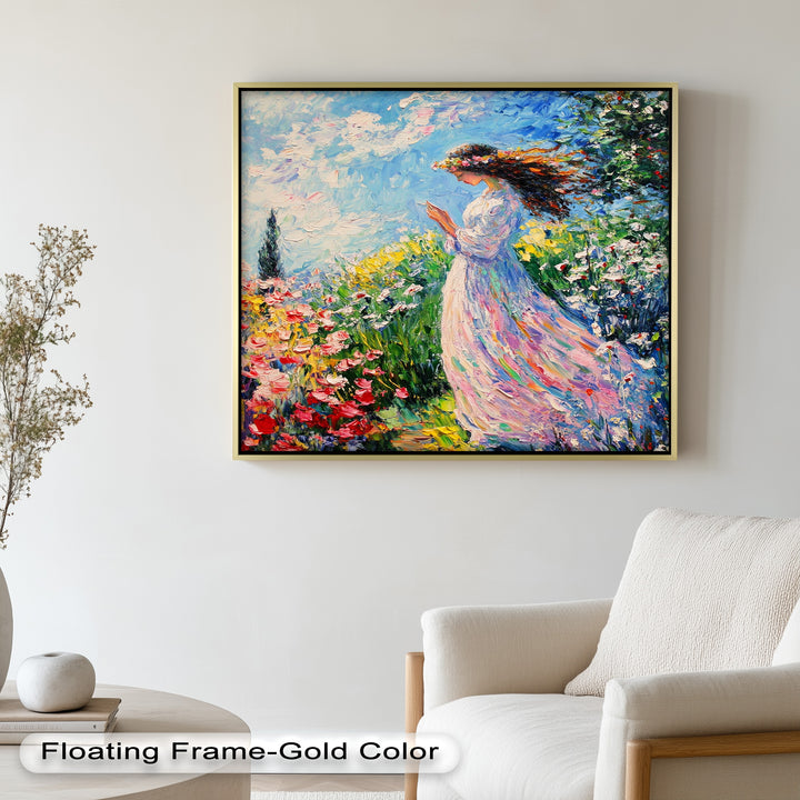 Woman in Floral Crown - Impressionist Oil Painting