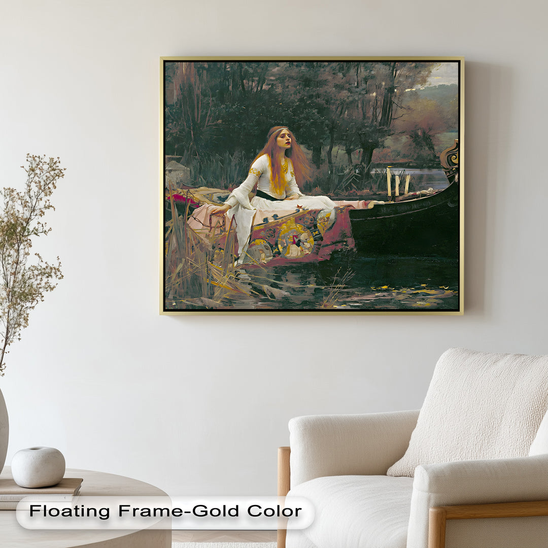 The Lady of Shalott – Romantic River Journey Historic Oil Painting