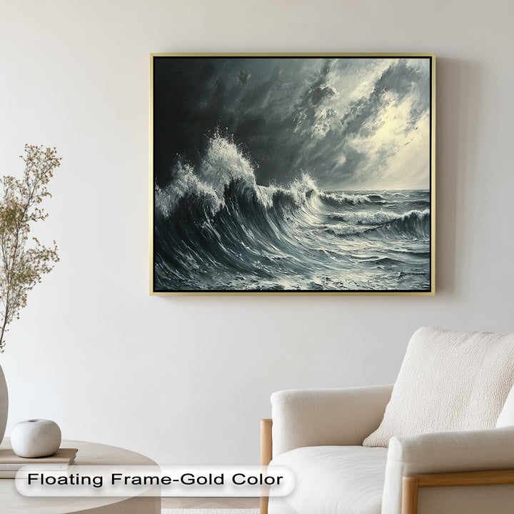 Ocean Wave Wall Art - Stormy Seascape Oil Painting