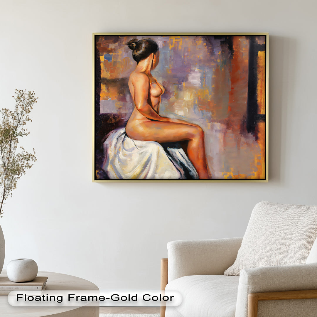 Poised in Silence – Figurative Nude Abstract Oil Painting